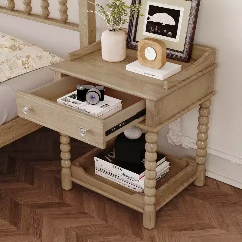 Comodino Moderno di Metà Secolo con Cassetto e Ripiano Aperto, Tavolino Rustico con Contenitore per Camera da Letto o Soggiorno - Panipeachy