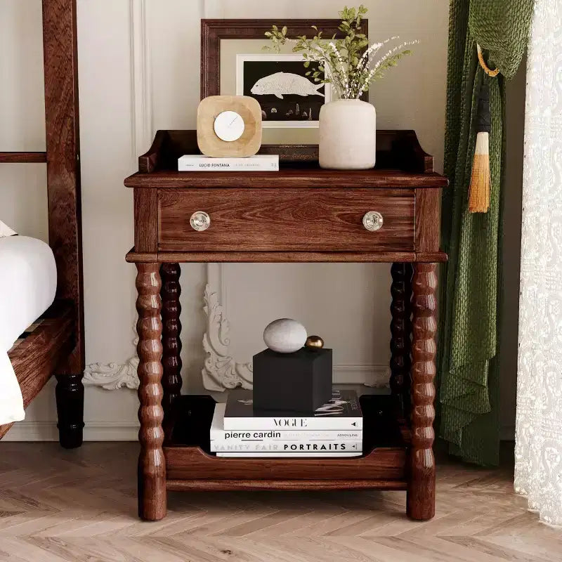 Comodino Moderno di Metà Secolo con Cassetto e Ripiano Aperto, Tavolino Rustico con Contenitore per Camera da Letto o Soggiorno - Panipeachy