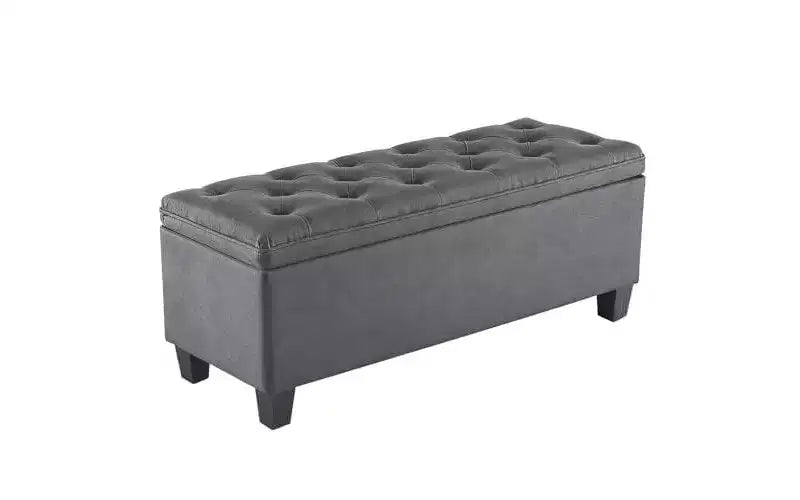 TUYOHW Panca Pouf Contenitore Trapuntata da 40 litri, in morbido tessuto di lino e cuscino ispessito, per camera da letto e soggiorno, capacità 150 kg