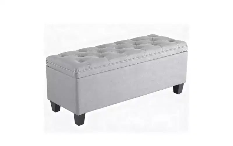 TUYOHW Panca Pouf Contenitore Trapuntata da 40 litri, in morbido tessuto di lino e cuscino ispessito, per camera da letto e soggiorno, capacità 150 kg