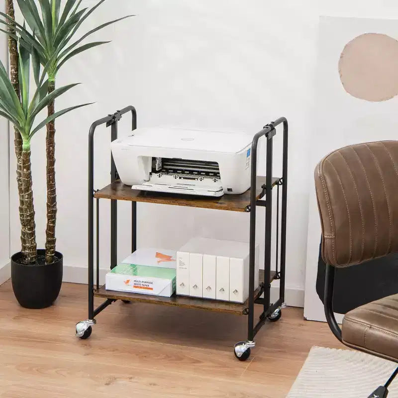 Costway Carrello da Bar Pieghevole a 2 Livelli per Cucina Isola Servizio Carrello Utilità Mensole Contenitore