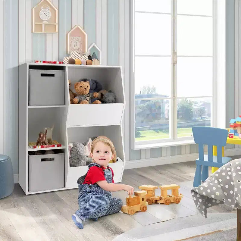 Costway Mobile portaoggetti per bambini a 5 ripiani, libreria in legno con cassetti