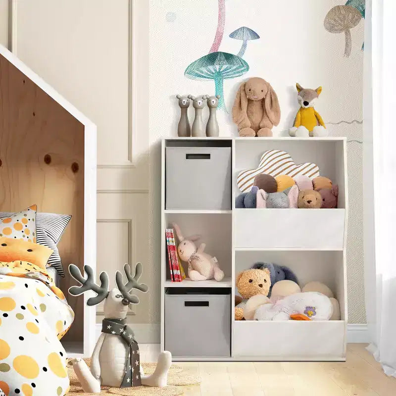 Costway Mobile portaoggetti per bambini a 5 ripiani, libreria in legno con cassetti