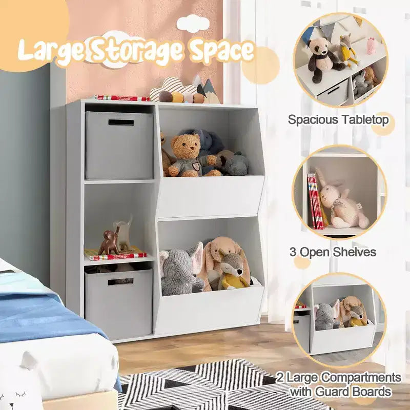 Costway Mobile portaoggetti per bambini a 5 ripiani, libreria in legno con cassetti