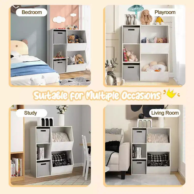 Costway Mobile portaoggetti per bambini a 5 ripiani, libreria in legno con cassetti