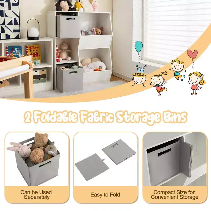 Costway Mobile portaoggetti per bambini a 5 ripiani, libreria in legno con cassetti