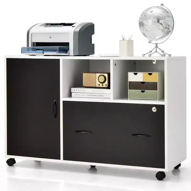 Costway Mobile File Cabinet Lockable Lateral Filing Shelves for Letter / Legal / A4 Size
