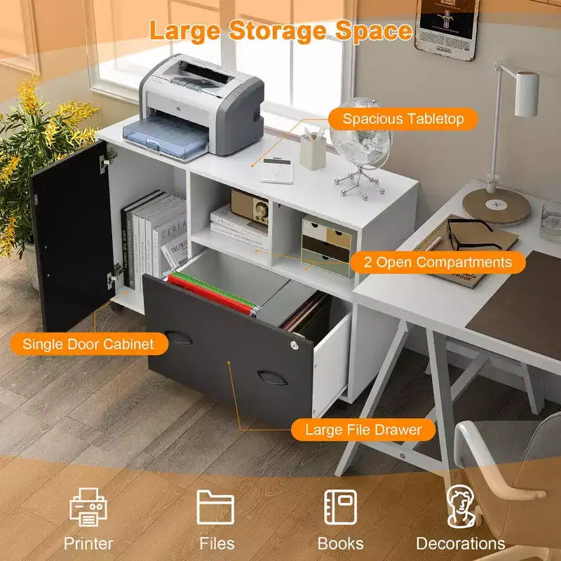 Costway Mobile Classificatore Ufficio con Serratura Ripiani Laterali per Documenti Formato Lettera/Legale/A4