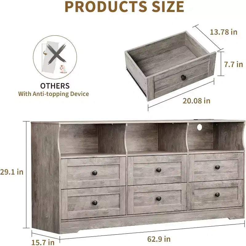 Comò stretto a 6 cassetti con ripiano aperto, cassettiera stretta salvaspazio per cameretta, appartamento, armadio, finitura organizer moderno, facile montaggio