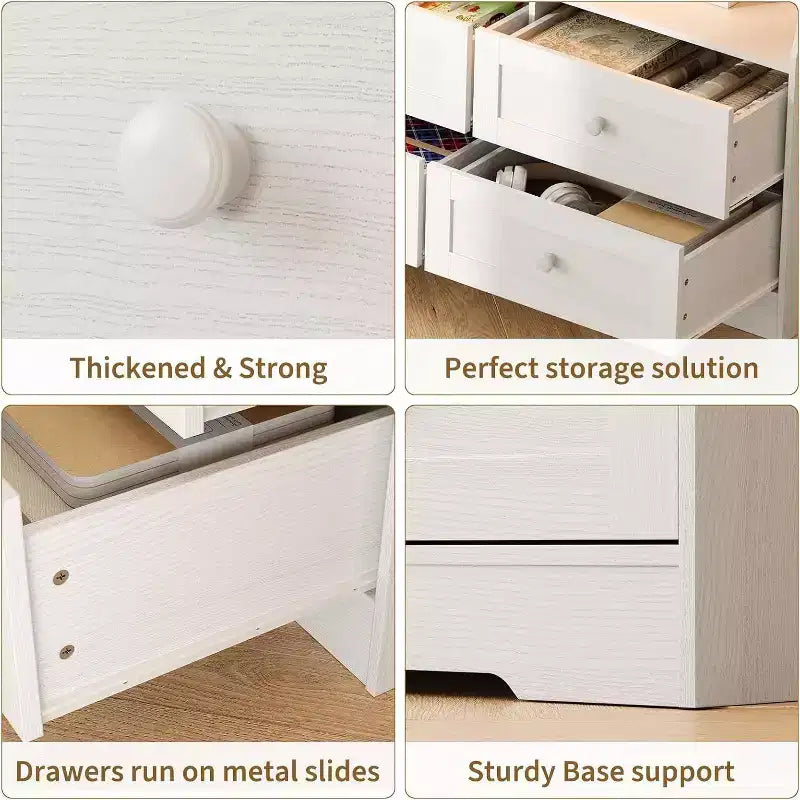 Comò stretto a 6 cassetti con ripiano aperto, cassettiera stretta salvaspazio per cameretta, appartamento, armadio, finitura organizer moderno, facile montaggio