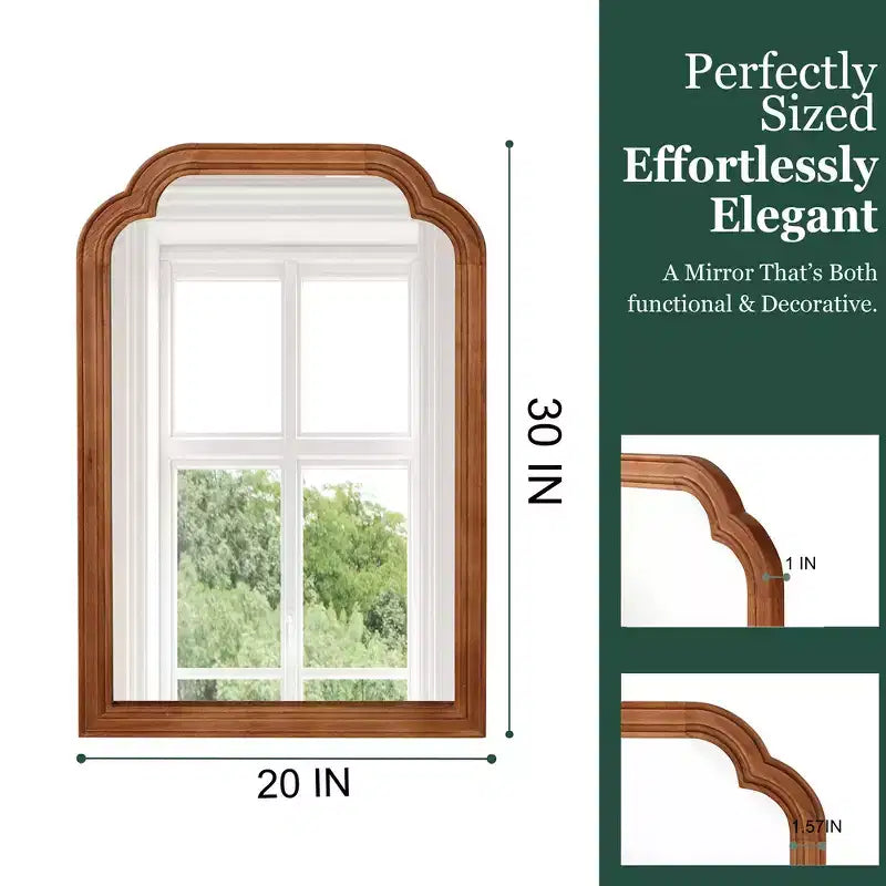Specchio Decorativo Angoli Arrotondati Whisen 20 x 30, Cornice in Legno Massello, Ingresso