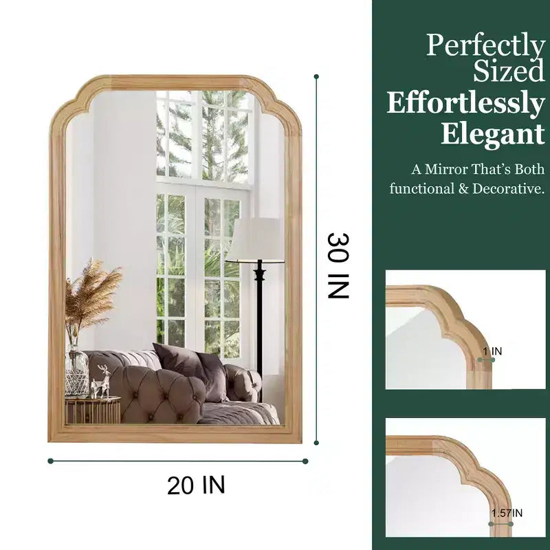Specchio Decorativo Angoli Arrotondati Whisen 20 x 30, Cornice in Legno Massello, Ingresso