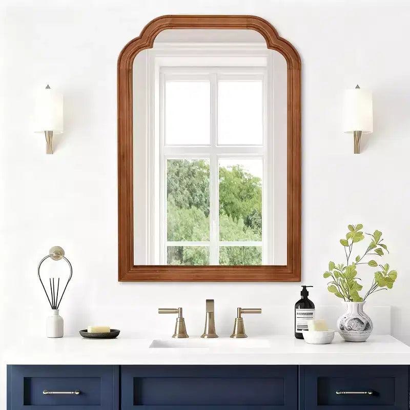 Specchio Decorativo Angoli Arrotondati Whisen 20 x 30, Cornice in Legno Massello, Ingresso