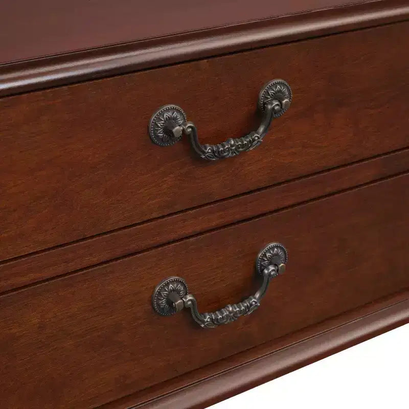 Tavolino da Consolle Curvo Retrò 43 con Cassetti, Tavolino da Divano con Gambe in Legno Massello Dietro il Divano, Tavolino d'Ingresso o da Corridoio con Ripiano Contenitore-Panipeachy