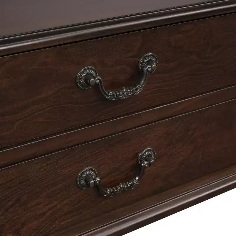 Tavolino da Consolle Curvo Retrò 43 con Cassetti, Tavolino da Divano con Gambe in Legno Massello Dietro il Divano, Tavolino d'Ingresso o da Corridoio con Ripiano Contenitore-Panipeachy