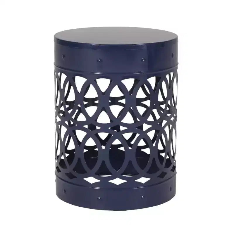 Large Metal Side Table - Navy Blue Finish for Living Room/Patio
