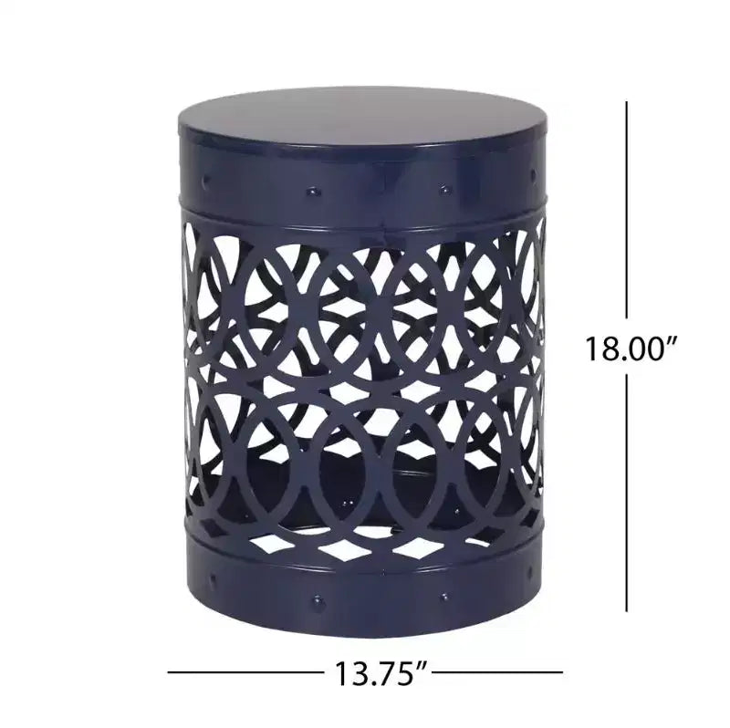Tavolino laterale grande in metallo - Finitura blu navy per soggiorno/patio