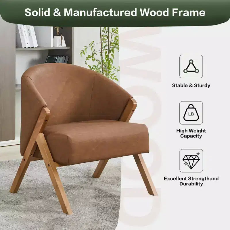 COZONY Poltrona d'accento moderna di metà secolo, poltrona imbottita con struttura in legno per soggiorno e camera da letto
