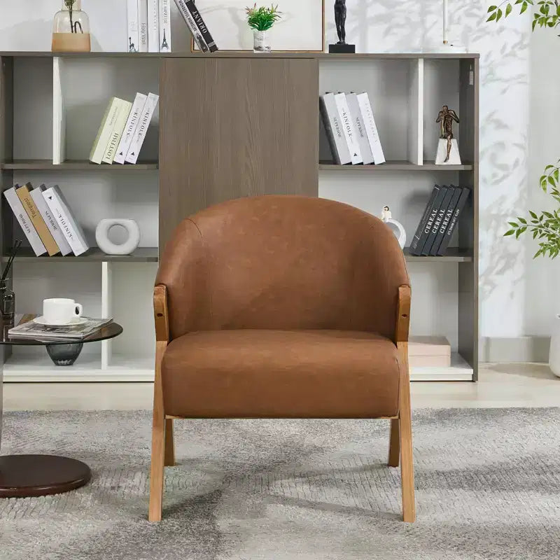 COZONY Poltrona d'accento moderna di metà secolo, poltrona imbottita con struttura in legno per soggiorno e camera da letto