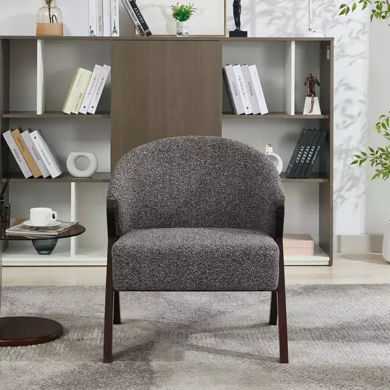 COZONY Poltrona d'accento moderna di metà secolo, poltrona imbottita con struttura in legno per soggiorno e camera da letto