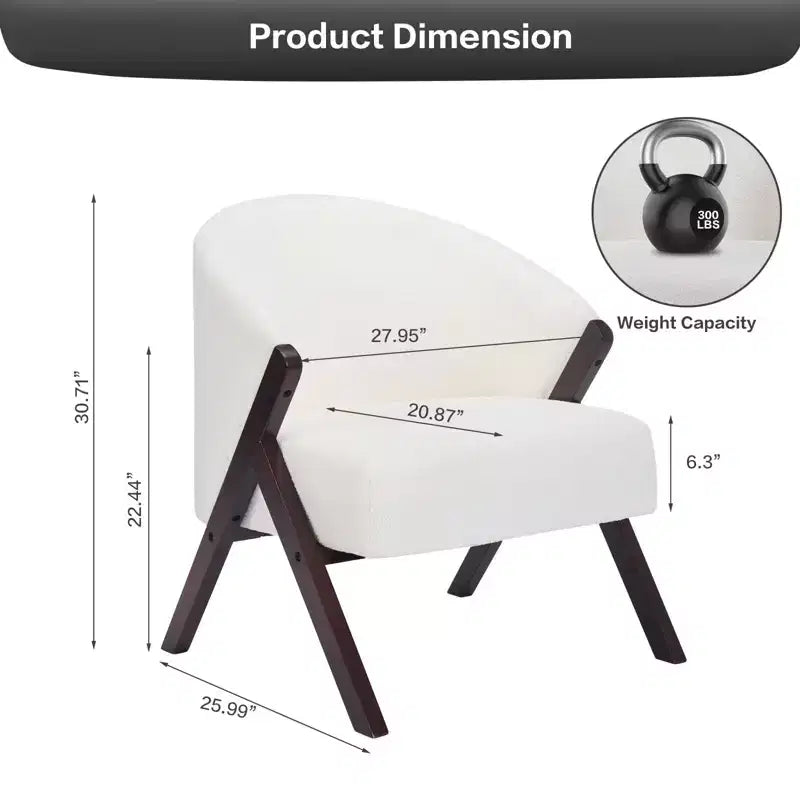 COZONY Poltrona d'accento moderna di metà secolo, poltrona imbottita con struttura in legno per soggiorno e camera da letto