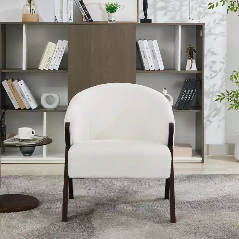 COZONY Poltrona d'accento moderna di metà secolo, poltrona imbottita con struttura in legno per soggiorno e camera da letto