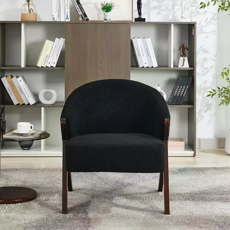 COZONY Poltrona d'accento moderna di metà secolo, poltrona imbottita con struttura in legno per soggiorno e camera da letto