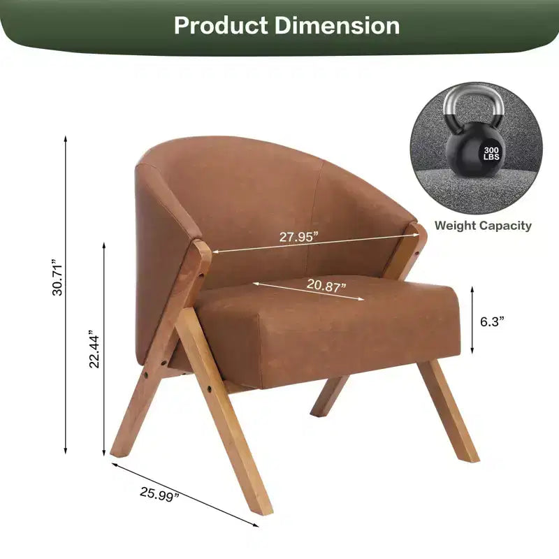 COZONY Poltrona d'accento moderna di metà secolo, poltrona imbottita con struttura in legno per soggiorno e camera da letto
