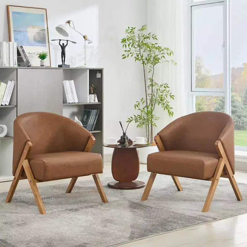 COZONY Poltrona d'accento moderna di metà secolo, poltrona imbottita con struttura in legno per soggiorno e camera da letto