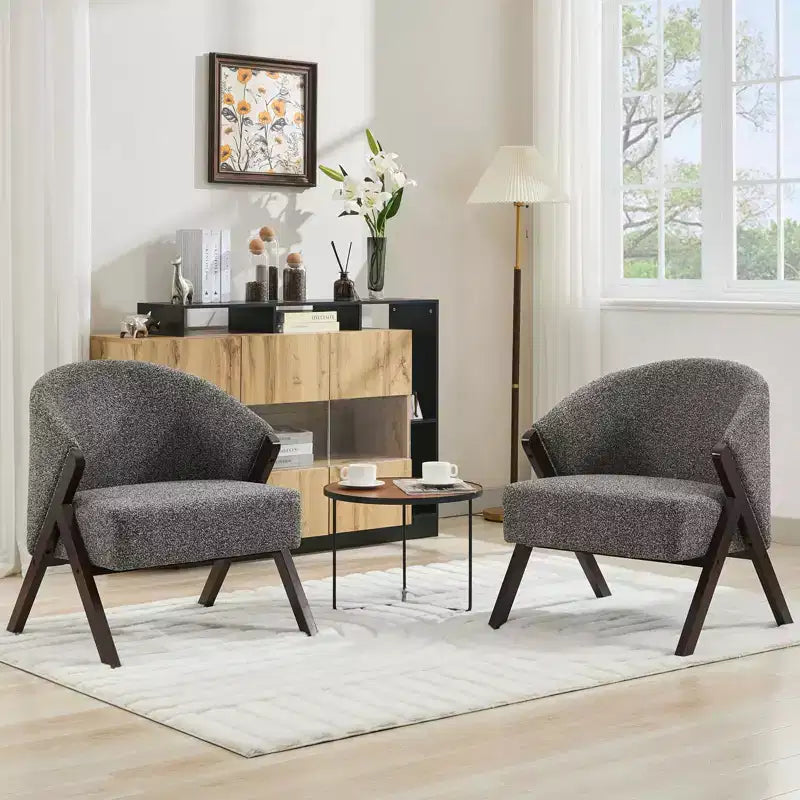 COZONY Poltrona d'accento moderna di metà secolo, poltrona imbottita con struttura in legno per soggiorno e camera da letto