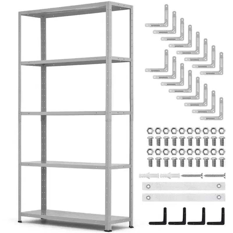 Scaffale a 5 ripiani, scaffali portaoggetti, libreria in metallo, scaffalatura da garage regolabile, scaffale per dispensa resistente, 172,72A x 88,9L x 30,48P cm