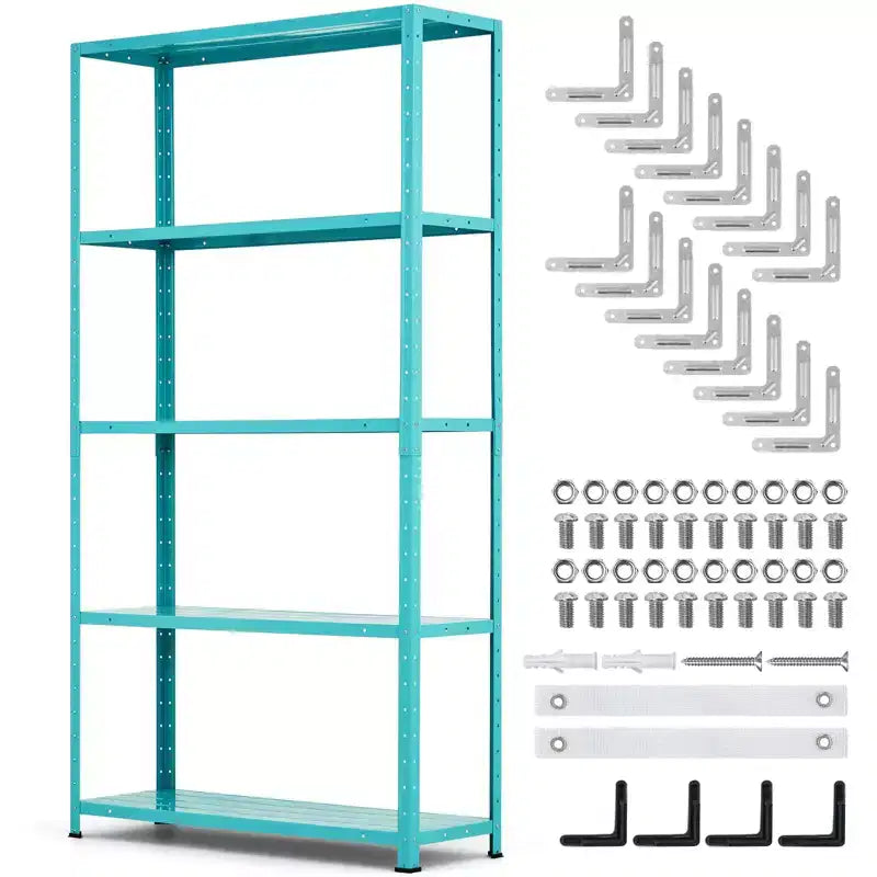 Scaffale a 5 ripiani, scaffali portaoggetti, libreria in metallo, scaffalatura da garage regolabile, scaffale per dispensa resistente, 172,72A x 88,9L x 30,48P cm
