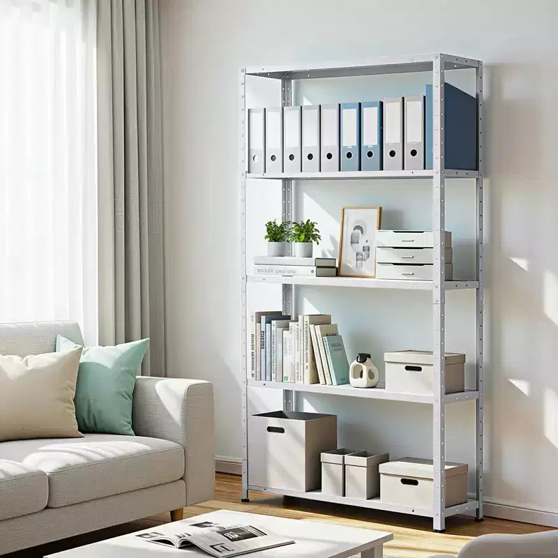 Scaffale a 5 ripiani, scaffali portaoggetti, libreria in metallo, scaffalatura da garage regolabile, scaffale per dispensa resistente, 172,72A x 88,9L x 30,48P cm