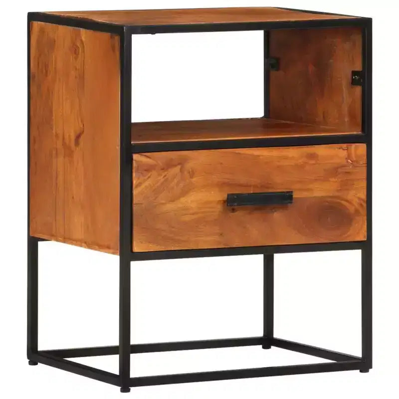 vidaXL Comodino Comodino con Vano Portaoggetti per Camera da Letto, Legno Massello di Acacia