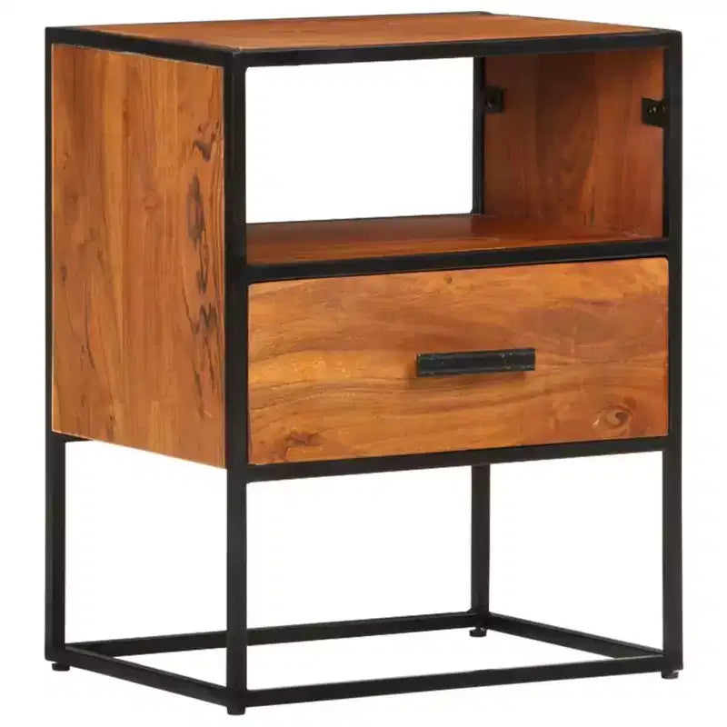 vidaXL Comodino Comodino con Vano Portaoggetti per Camera da Letto, Legno Massello di Acacia