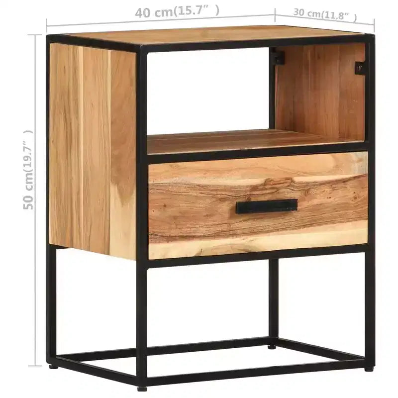 vidaXL Comodino Comodino con Vano Portaoggetti per Camera da Letto, Legno Massello di Acacia