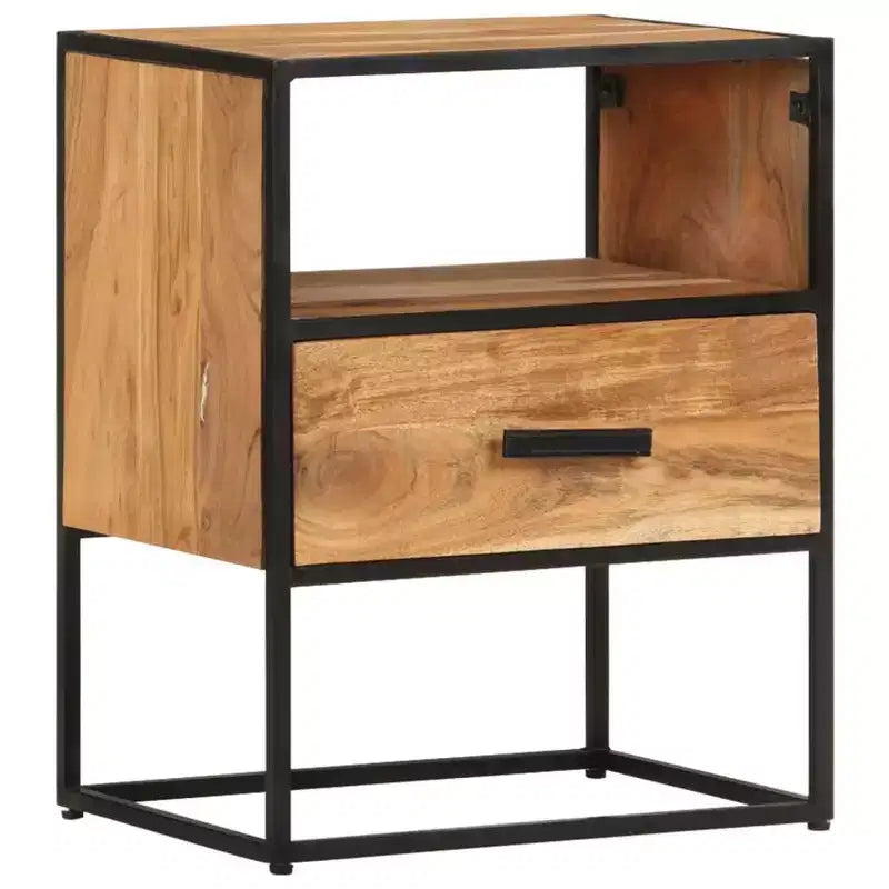 vidaXL Comodino Comodino con Vano Portaoggetti per Camera da Letto, Legno Massello di Acacia