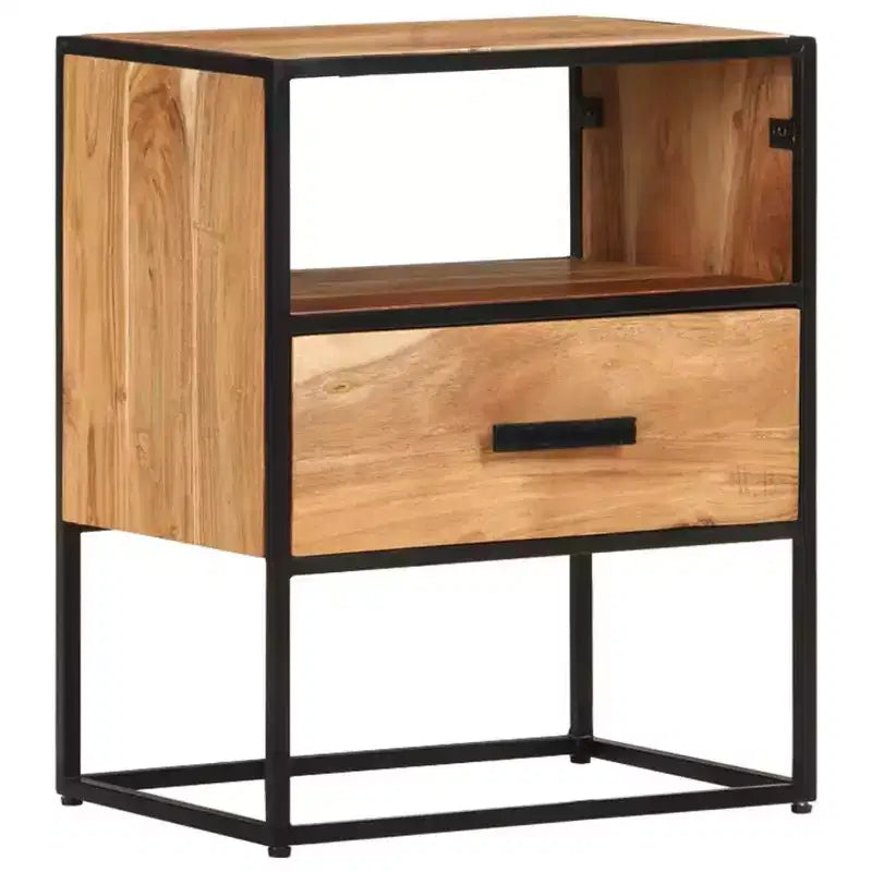 vidaXL Comodino Comodino con Vano Portaoggetti per Camera da Letto, Legno Massello di Acacia