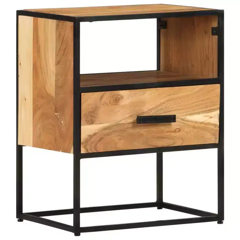 vidaXL Comodino Comodino con Vano Portaoggetti per Camera da Letto, Legno Massello di Acacia