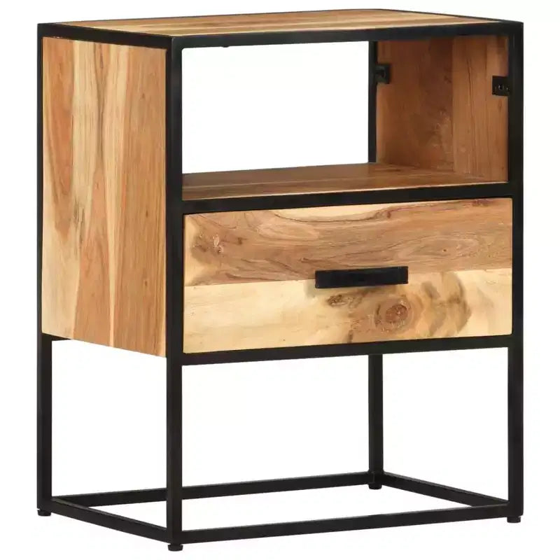 vidaXL Comodino Comodino con Vano Portaoggetti per Camera da Letto, Legno Massello di Acacia