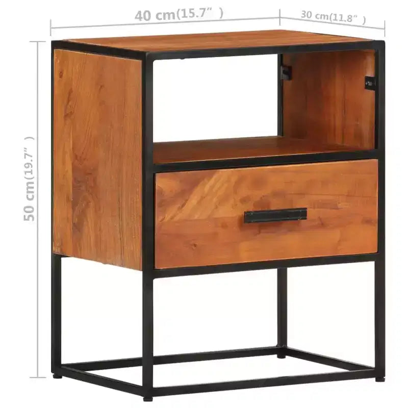 vidaXL Comodino Comodino con Vano Portaoggetti per Camera da Letto, Legno Massello di Acacia
