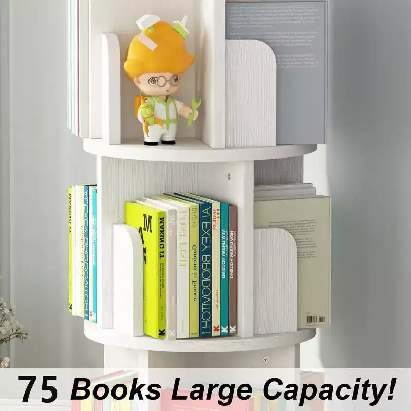 Libreria Girevole a 3 Livelli con Esposizione a 360 Gradi, Scaffale Girevole Angolare Salvaspazio, Organizzatore Portaoggetti Finitura Legno per Camera da Letto