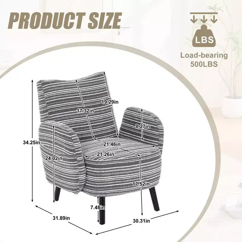 Poltrona moderna GDFStudio Pira imbottita in boucle con tasca portaoggetti laterale