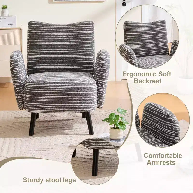 Poltrona moderna GDFStudio Pira imbottita in boucle con tasca portaoggetti laterale