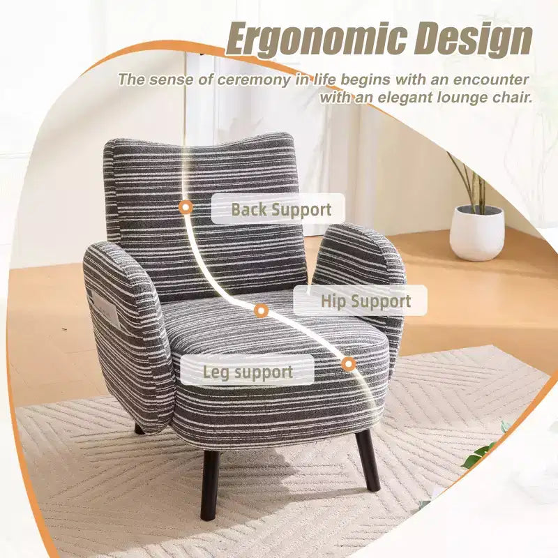 Poltrona moderna GDFStudio Pira imbottita in boucle con tasca portaoggetti laterale