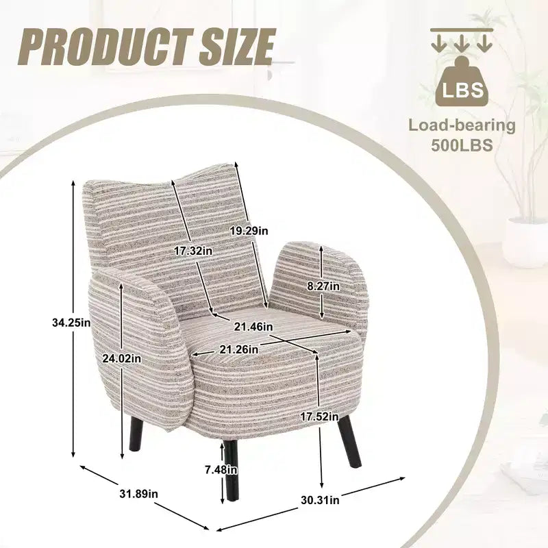 Poltrona moderna GDFStudio Pira imbottita in boucle con tasca portaoggetti laterale