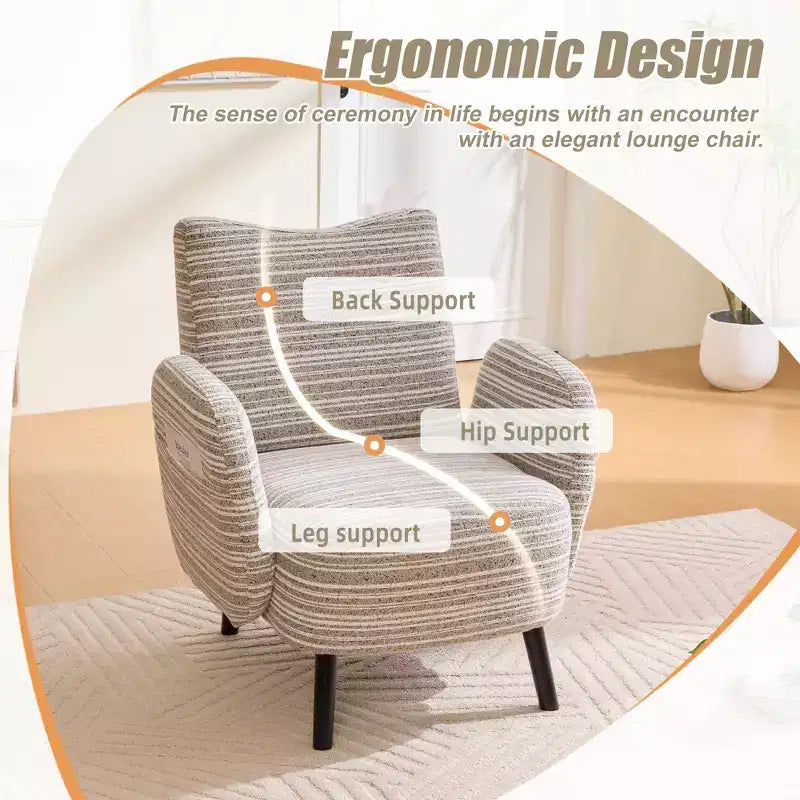 Poltrona moderna GDFStudio Pira imbottita in boucle con tasca portaoggetti laterale