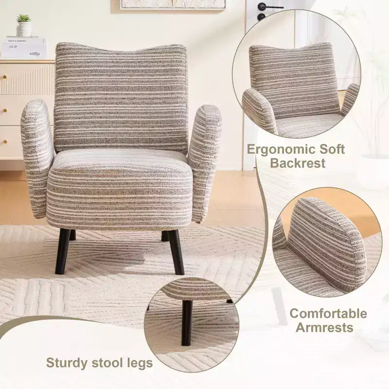 Poltrona moderna GDFStudio Pira imbottita in boucle con tasca portaoggetti laterale