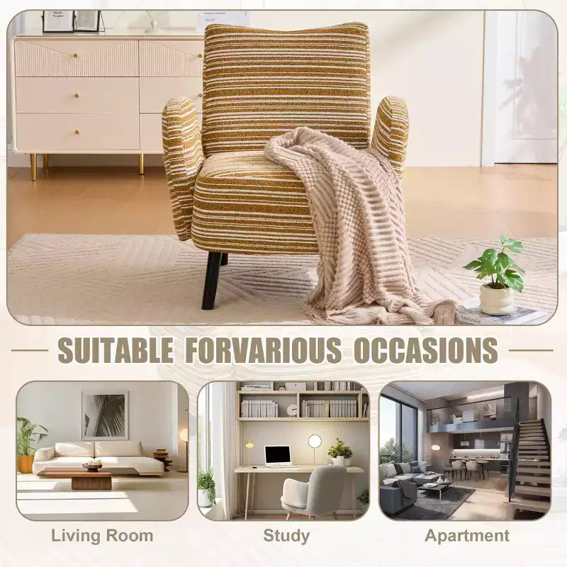 Poltrona moderna GDFStudio Pira imbottita in boucle con tasca portaoggetti laterale
