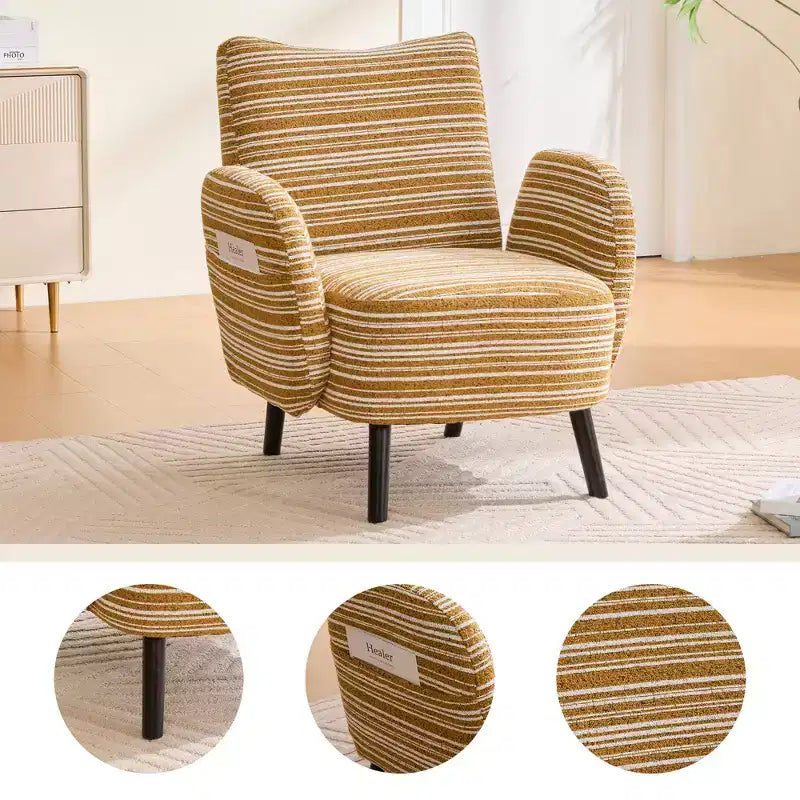 Poltrona moderna GDFStudio Pira imbottita in boucle con tasca portaoggetti laterale